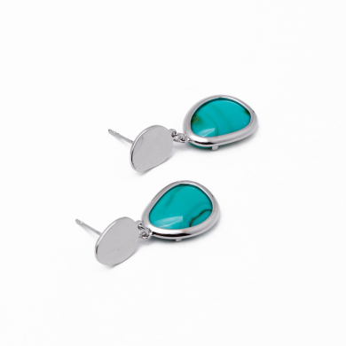 ARETES ZO13504E PLATEADO+AZUL Acero Inoxidable G34