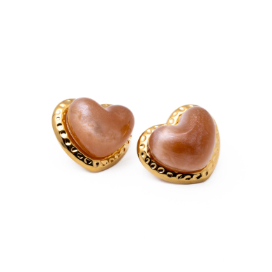 ARETES ZO14206E DORADO+MARRON Acero Inoxidable F33