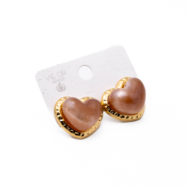 ARETES ZO14206E DORADO+MARRON Acero Inoxidable F33