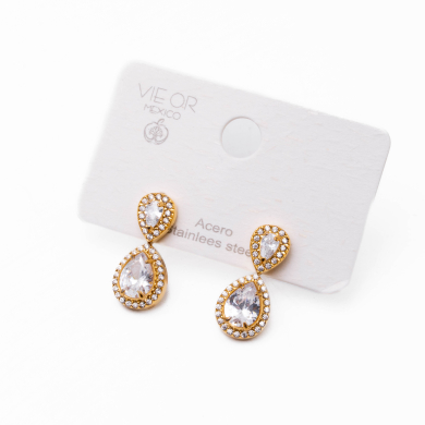 ARETES ZO15021E DORADO+BLANCO Acero Inoxidable F53