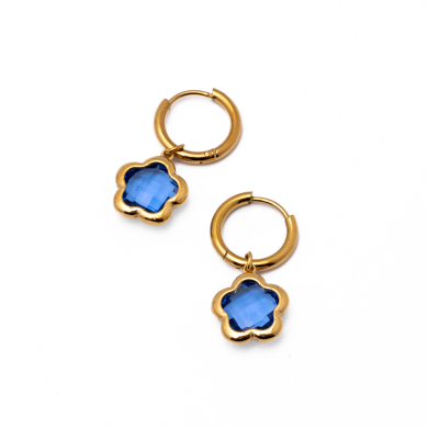 ARETES ZO14522E DORADO+AZUL CRARO Acero Inoxidable G35