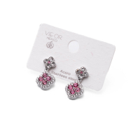 ARETES ZO13814E PLATEADO+ROSA Acero Inoxidable G24