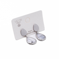 ARETES ZO13504E PLATEADO+BLANCO Acero Inoxidable G34