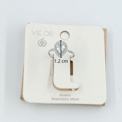 ANILLO ZO10807R BLANCO PLATEADO Acero Inoxidable A310