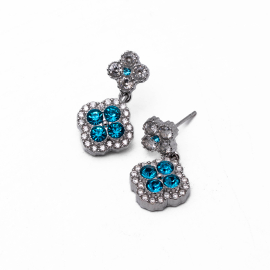 ARETES ZO13814E PLATEADO+AZULON Acero Inoxidable G24