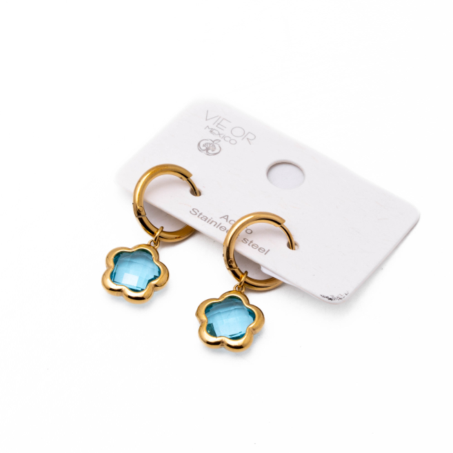 ARETES ZO14522E DORADO+AZULON Acero Inoxidable G35