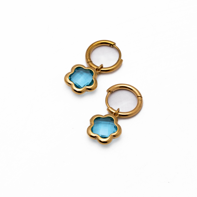 ARETES ZO14522E DORADO+AZULON Acero Inoxidable G35