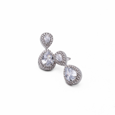 ARETES ZO15021E PLATEADO+BLANCO Acero Inoxidable F53