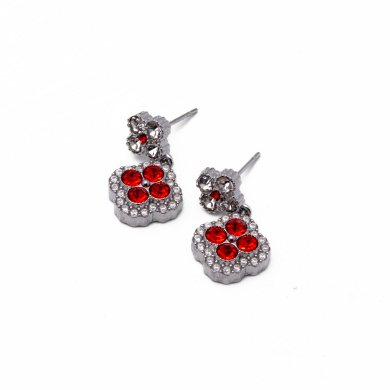 ARETES ZO13814E PLATEADO+ROJO Acero Inoxidable G24
