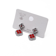 ARETES ZO13814E PLATEADO+ROJO Acero Inoxidable G24
