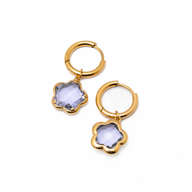 ARETES ZO14522E DORADO+LILA Acero Inoxidable G35