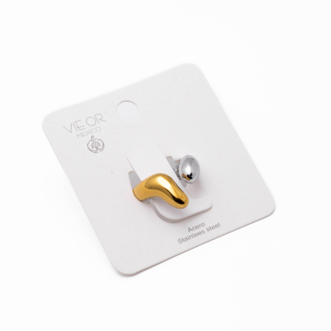 Anillo Y00884 Bicolor Acero Inoxidable 2A34