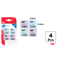 GOMA DE BORRAR PASTEL 28X28X12MM 4UDS - D43