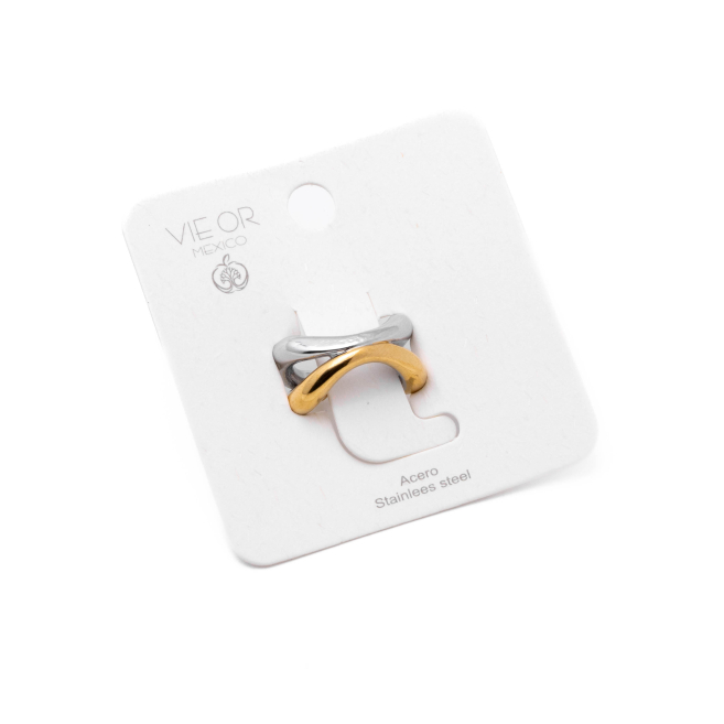 Anillo Y01009 Bicolor Acero Inoxidable A49