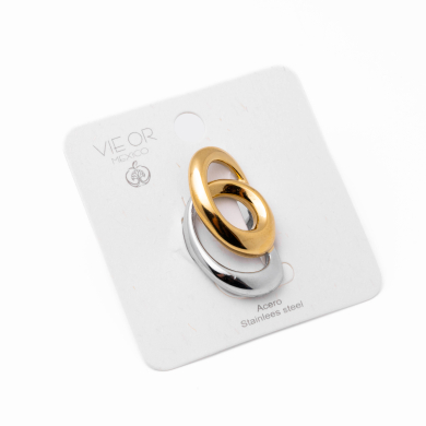 Anillo Y01027 Bicolor Acero Inoxidable 2A56