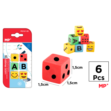 GOMAS DE BORRAR DADOS CREATIVOS 6UDS - D11