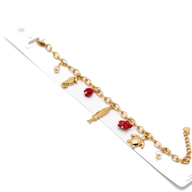 Pulsera Y00982 Rojo Acero Inoxidable