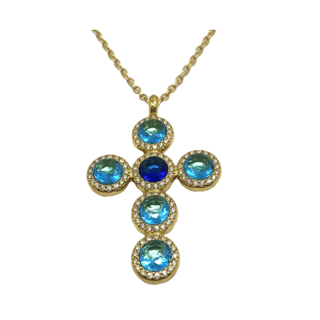 COLLAR ZO15373N VERDE AZULADO PLATEADO Acero Inoxidable