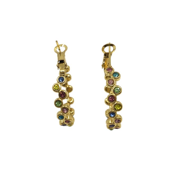 ARETES ZO15015E DORADO+BLANCO Acero Inoxidable
