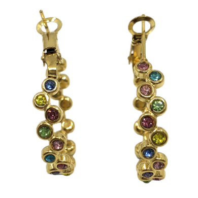 ARETES ZO15015E PLATEADO+BLANCO Acero Inoxidable