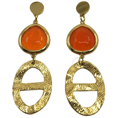ARETES ZO13487E DORADO+FUXIA Acero Inoxidable