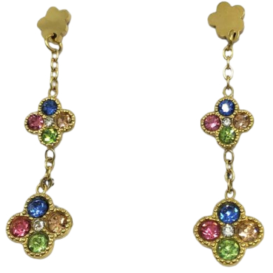 ARETES ZO15103E DORADO+VERDE Acero Inoxidable