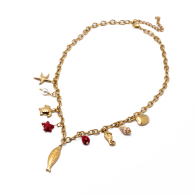 Collar Y00981 Rojo Acero Inoxidable 2D410