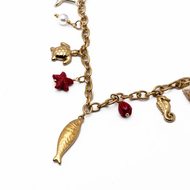 Collar Y00981 Rojo Acero Inoxidable 2D410