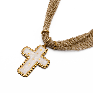 Collar Y01026 Dorado+blanco Acero Inoxidable E56