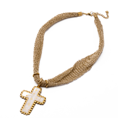 Collar Y01026 Dorado+blanco Acero Inoxidable E56