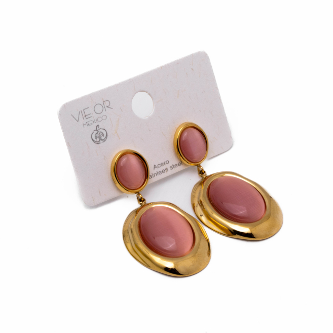 Aretes Y00896 Rosa Acero Inoxidable F33