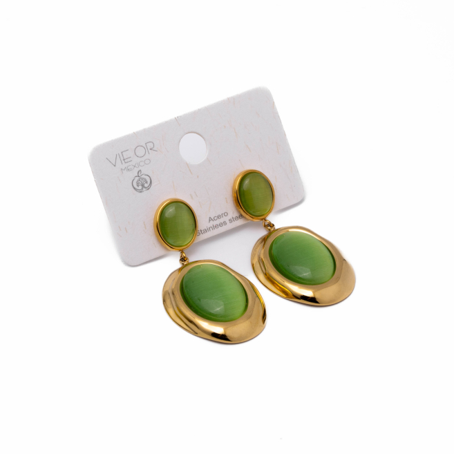 Aretes Y00896 Verde Acero Inoxidable F33