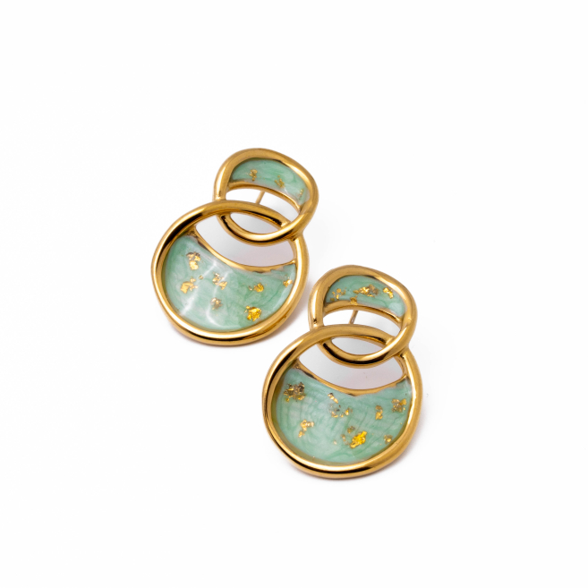 Aretes Y00849 azul verde Acero Inoxidable F36
