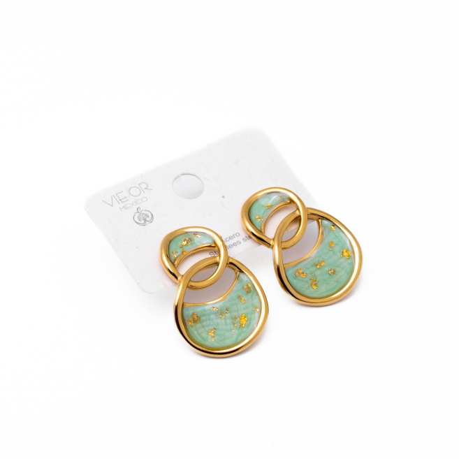 Aretes Y00849 azul verde Acero Inoxidable F36