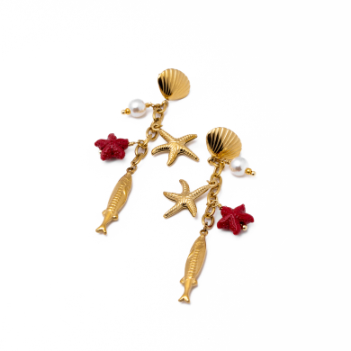 Aretes Y00983 Rojo Acero Inoxidable G49