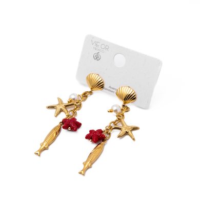Aretes Y00983 Rojo Acero Inoxidable G49