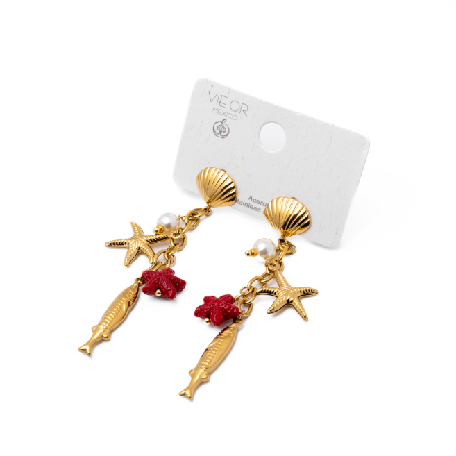Aretes Y00983 Rojo Acero Inoxidable G49
