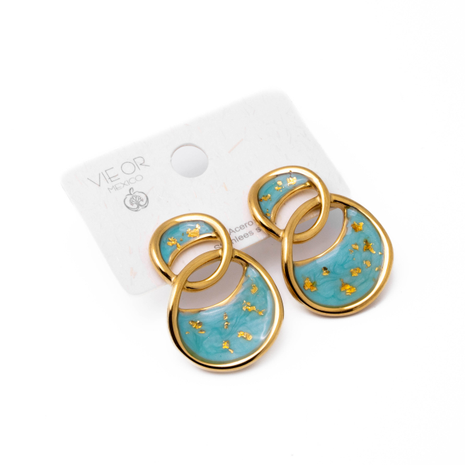 Aretes Y00849 Azul Acero Inoxidable F36