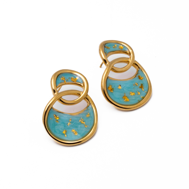 Aretes Y00849 Azul Acero Inoxidable F36