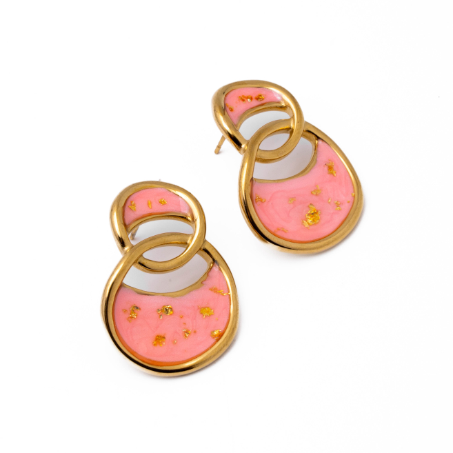 Aretes Y00849 Rosa Acero Inoxidable F36