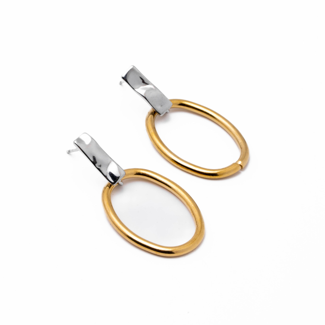 Aretes Y00894 Bicolor Acero Inoxidable G41