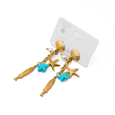 Aretes Y00983 Azul Acero Inoxidable G49