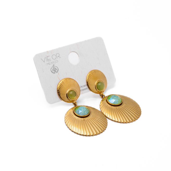 Aretes Y00902 Verde Acero Inoxidable F34