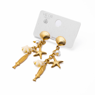 Aretes Y00983 Beig Acero Inoxidable G49
