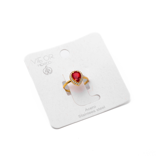 ANILLO ZO10807R ROJO DORADO Acero Inoxidable A310