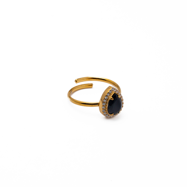 ANILLO ZO10807R NEGRO DORADO Acero Inoxidable A310