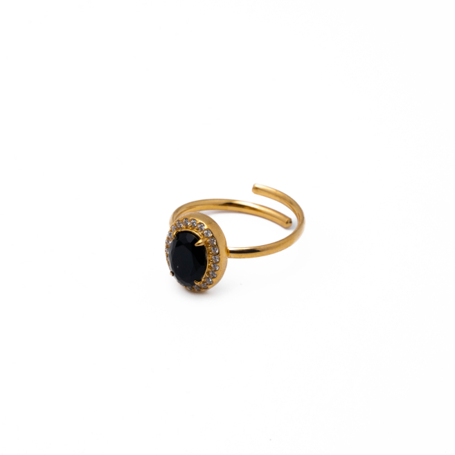 ANILLO ZO10810R NEGRO DORADO Acero Inoxidable A310