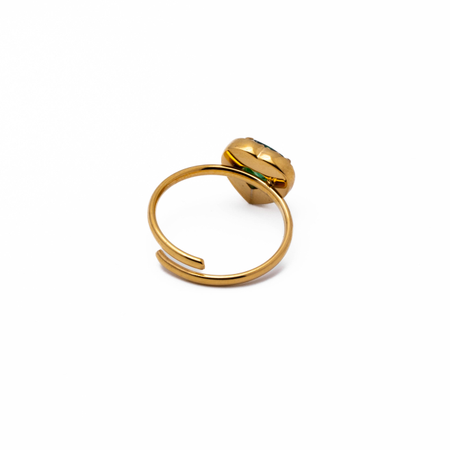 ANILLO ZO15798R VERDE DORADO Acero Inoxidable A310