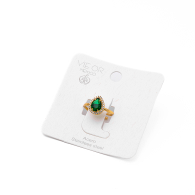 ANILLO ZO10807R VERDE DORADO Acero Inoxidable A310