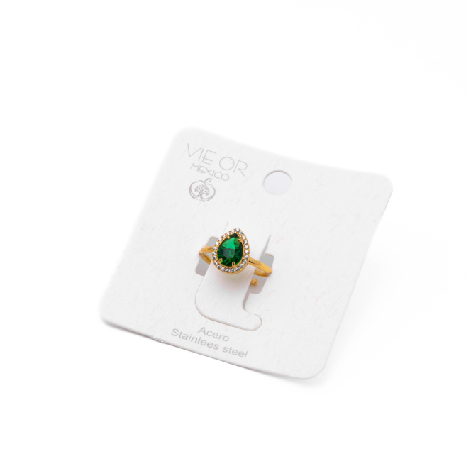 ANILLO ZO10807R VERDE DORADO Acero Inoxidable A310
